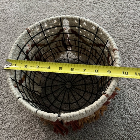 Boho Macrame Wire Basket Plant Holder Storage Decor - Picture 3 of 8